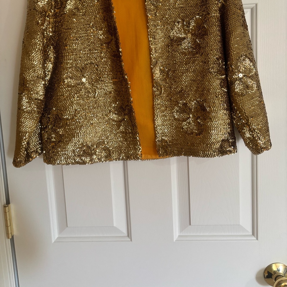 Frances Valentine Shimmering Gold Floral Blazer
